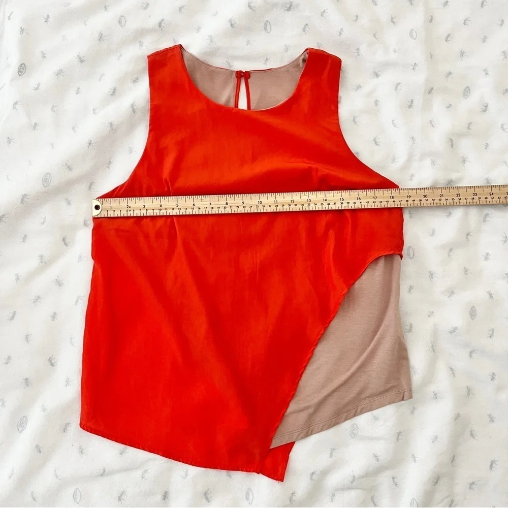 Anthropologie Bordeaux Orange Asymmetrical Colorblock Sleeveless Blouse – Medium - Picture 10 of 11